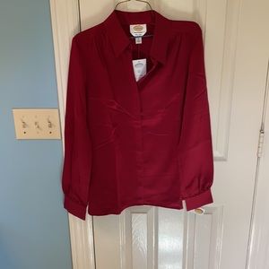 Red Talbots silk blouse